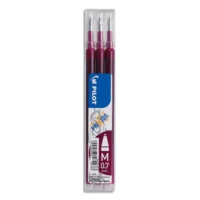 PILOT Set de 3 recharges pour roller FriXion Ball. Pointe moyenne 0,7 mm. Encre Rouge bordeaux