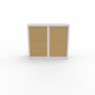 Armoire à rideaux H. 105 x L. 120 x P. 43 cm - corps blanc - rideaux chêne clair - équipée de 2 tablettes + rail
