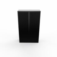 Armoire à rideaux H. 198 x L. 120 x P. 43 cm - corps noir - rideaux noir - équipée de 4 tablettes + rail