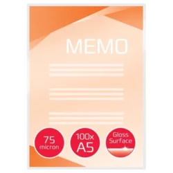 GBC Paquet de 100 Pochettes de plastification GBC A5, 2 x 75 microns, brillantes 3740451