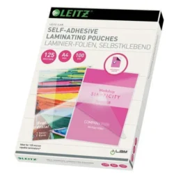 LEITZ Paquet de 100 Pochettes plastification à chaud, A4, 2 x 125 microns, autocollantes 16925