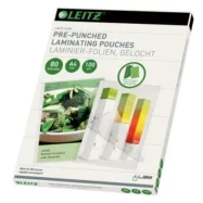 LEITZ Pack de 100 pochettes iLAM pour plastification à chaud, A4, 80 microns, pré-perforées 16918