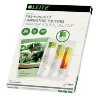 LEITZ Pack de 100 pochettes iLAM pour plastification à chaud, A4, 80 microns, pré-perforées 16918