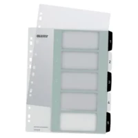 LEITZ Intercalaires numérique imprimables WOW 5 touches, format A4+, en PP translucide.Coloris Noir/Blanc