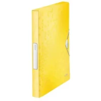 LEITZ Boîte de classement WOW en polypropylène. Dos de 3 cm. Fermeture par élastique. Coloris Jaune