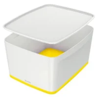 LEITZ Boîte MYBOX medium avec couvercle en ABS. Coloris Blanc fond Jaune