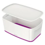 LEITZ Boîte MYBOX small avec couvercle en ABS. Coloris Blanc fond Violet