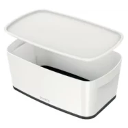 LEITZ Boîte MYBOX small avec couvercle en ABS. Coloris Blanc fond Noir