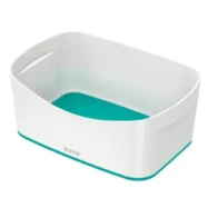 LEITZ Bac de rangement MYBOX small sans couvercle en ABS. Coloris Blanc fond Menthe