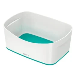 LEITZ Bac de rangement MYBOX small sans couvercle en ABS. Coloris Blanc fond Menthe