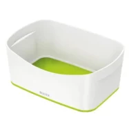 LEITZ Bac de rangement MYBOX medium sans couvercle en ABS. Coloris Blanc fond Vert