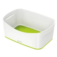 LEITZ Bac de rangement MYBOX medium sans couvercle en ABS. Coloris Blanc fond Vert