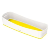 LEITZ Bac de rangement MYBOX long sans couvercle en ABS. Coloris Blanc fond Jaune