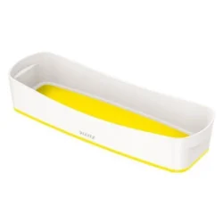 LEITZ Bac de rangement MYBOX long sans couvercle en ABS. Coloris Blanc fond Jaune