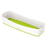 LEITZ Bac de rangement MYBOX long sans couvercle en ABS. Coloris Blanc fond Vert