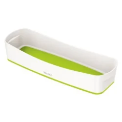 LEITZ Bac de rangement MYBOX long sans couvercle en ABS. Coloris Blanc fond Vert