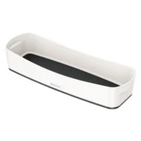 LEITZ Bac de rangement MYBOX long sans couvercle en ABS. Coloris Blanc fond Noir