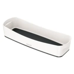 LEITZ Bac de rangement MYBOX long sans couvercle en ABS. Coloris Blanc fond Noir