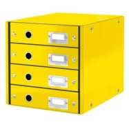LEITZ Module de classement 4 tiroirs WOW en carton recouvert de polypropylène. Coloris Jaune