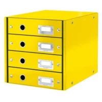 LEITZ Module de classement 4 tiroirs WOW en carton recouvert de polypropylène. Coloris Jaune