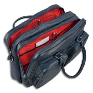 QUO VADIS Sacoche 48h Goya en cuir de vachette grainée 40x1,5x35cm, 2 compartiments. Coloris marine