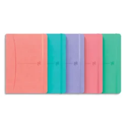 OXFORD Carnet SIGNATURE format A5 couverture rigide brochure 160 pages 5x5. Coloris assortis pastel