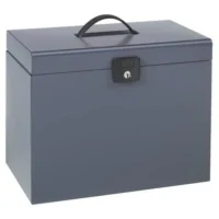 ESSELTE Valise de classement en métal. Livrée avec 5 dossiers. Dimensions: 6,8x28,7x23,4cm. Coloris Gris