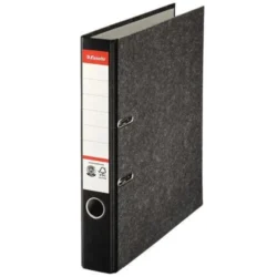 ESSELTE Classeur à levier carton en papier marbré. Dos 5 cm. Format A4. Coloris Noir