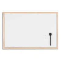 BI-OFFICE Tableau blanc magnétique, surface en acier laqué, cadre en bois de pin. Format 60x40 cm
