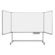 BI-OFFICE Tableau tryptique laqué mobile. Dimensions 180x120cm fermé/ 360x120cm ouvert. Coloris blanc