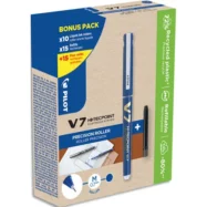 PILOT Greenpack de stylo encre liquide VBALL 07. Comprend 10 stylos + 10 Sets de 3 recharges. Bleu