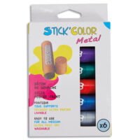 O'COLOR Boîte de 6 sticks de gouache solide 10g . 6 couleurs métalisées assorties