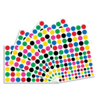 Sachet de 40 planches A5 de gommettes multicolores rondes. 4160 gommettes. Tailles et couleurs assortie