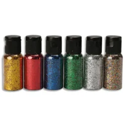 O'COLOR Lot de 6 shakers de paillettes 35ml, couleurs vives assorties