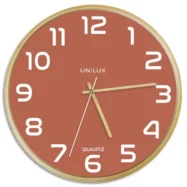 UNILUX Horloge murale Baltic, cadre en bois. Fonctionne avec 1 pile AA fournie. Diamètre 31,5 cm. Brique