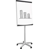 Chevalet mobile Excellence cadre Noir, surface laquée magnétique L75 x H107 cm, 2 bras latéraux