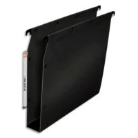 OBLIQUE AZ Paquet de 10 dossiers suspendus ARMOIRE en polypro opaque 5/10e.Fond 50, bouton-pression. Noir