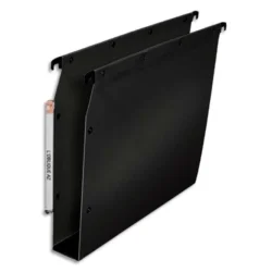 OBLIQUE AZ Paquet de 10 dossiers suspendus ARMOIRE en polypro opaque 5/10e.Fond 50, bouton-pression. Noir