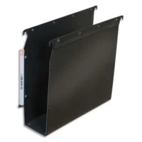 OBLIQUE AZ Paquet de 10 dossiers suspendus ARMOIRE en polypro opaque 5/10e.Fond 80, bouton-pression. Noir