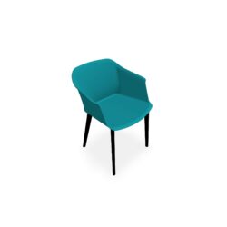 Fauteuil Scott coque polypropylène turquoise sur 4 pieds nylon noir