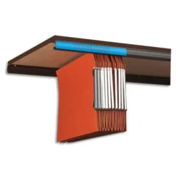 OBLIQUE AZ Jeu de 2 rails en résine de synthèse Noir pour dossiers suspendus. Fixation sous tablettes