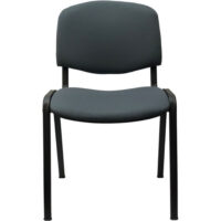 Chaise Anthra+ tissu Bondaï gris orage - structure 4 pieds métal lisse noir