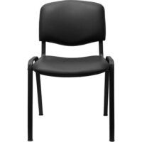 Chaise Anthra+ simili cuir noir - structure 4 pieds métal lisse noir