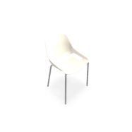 Chaise 4 pieds Rosalie sans placet - Pied métal chromé - Assise polypropylène blanc