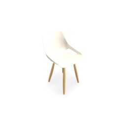 Chaise 4 pieds Rosalie sans placet - Pied hêtre multipli vernis naturel - Assise polypropylène blanc