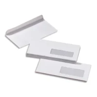 PERGAMY Boîte de 500 enveloppes Blanches 80g DL 110x220 mm fenêtre 35x100 mm auto-adhésives