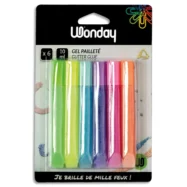 WONDAY Blister de 6 tubes gel pailette couleurs pastel, flacon de 10 ml