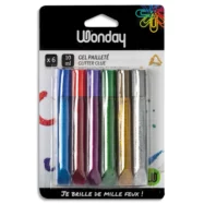 WONDAY Boîte de 6 tubes gel pailette couleurs vives et lumineuses