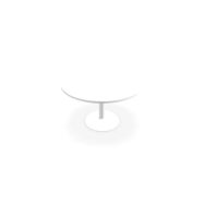 Table de réunion individuelle ronde Ø 120 cm ép. 25 mm décor blanc neige sur piétement central fixe rond blanc