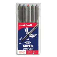 UNI-BALL Pochette de 5 stylos feutre à bille pointe métal fine assortis